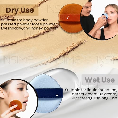 INSIME Powder puff for women make up sponge | Triangle Pizza Puff for makeup sponge face powder puff for women | Foundation sponge puff blender combo set - Image 3