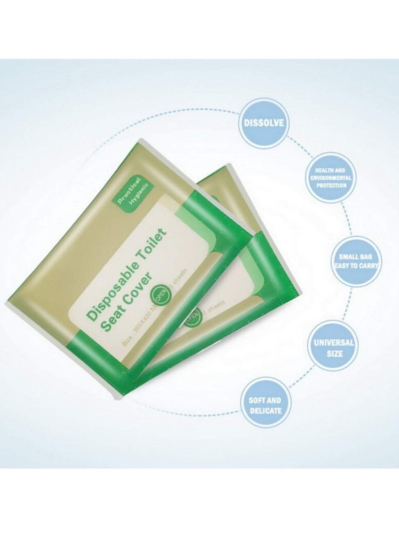 إسكدنيا 100 غطاء مقعد مرحاض قابل للشطف، قابل للذوبان في الماء، مغلفة بشكل فردي للسفر والتدريب على استخدام النونية وما إلى ذلك (10 عبوات قابلة لإعادة الغلق من 10) - Image 3