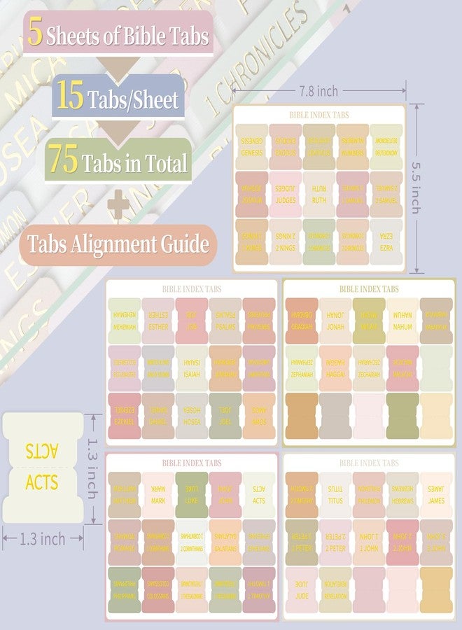 JIXZEN Bible Tabs for Women and Men, 75 Laminated Embossed Gold Foil Index Tabs, Durable Bible Study and Journaling Tabs for Easy Navigation (Boho) - Image 3