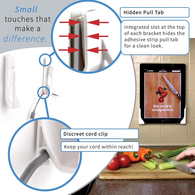 Dockem White Koala Tablet Wall Mount Universal Damage-Free Adhesive Wall Dock for iPad, Android and Windows Tablets, and Smartphones - Image 1