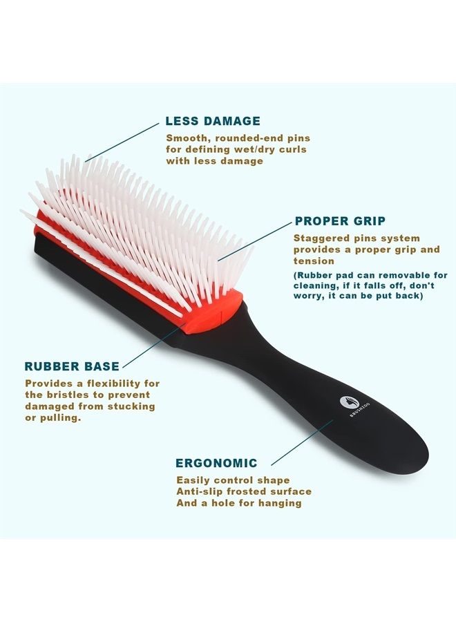 O BRUSHZOO BRUSHZOO Detangling Hair Brush for Curly Hair, Hair Brushes for Women Men or Kids Curly Hair, Detangler Brush for Natural 3/4abc Hair, Easier and Faster Detangling on Wash Days (Red) - Image 3