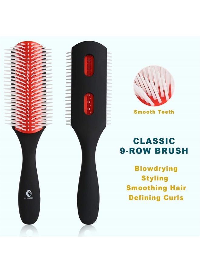 O BRUSHZOO BRUSHZOO Detangling Hair Brush for Curly Hair, Hair Brushes for Women Men or Kids Curly Hair, Detangler Brush for Natural 3/4abc Hair, Easier and Faster Detangling on Wash Days (Red) - Image 2