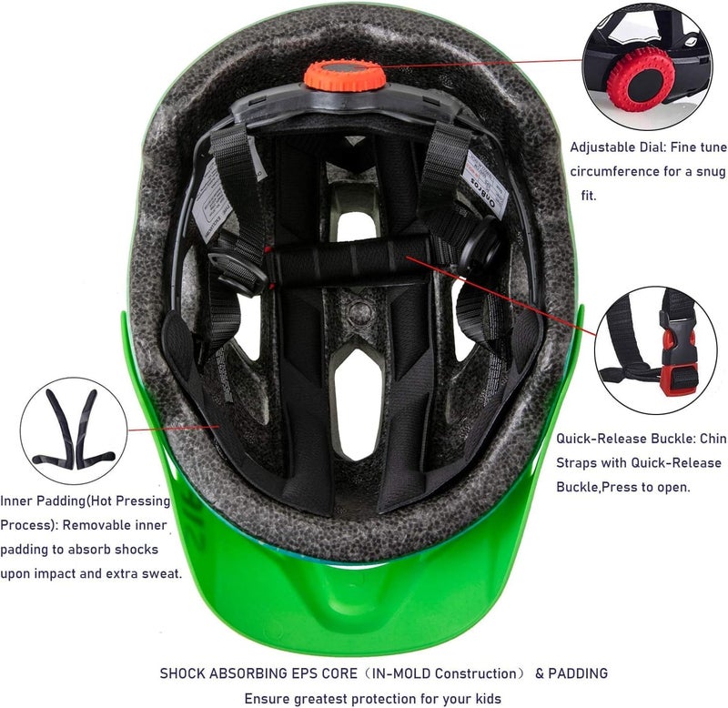 خوذة أطفال، خوذة دراجة أطفال SIFVO للأولاد والبنات مع واقي شمس رائع للأطفال من 5 إلى 14 سنة، خوذة دراجة شبابية قابلة للتعديل وخفيفة الوزن 50-57 سم - Image 5