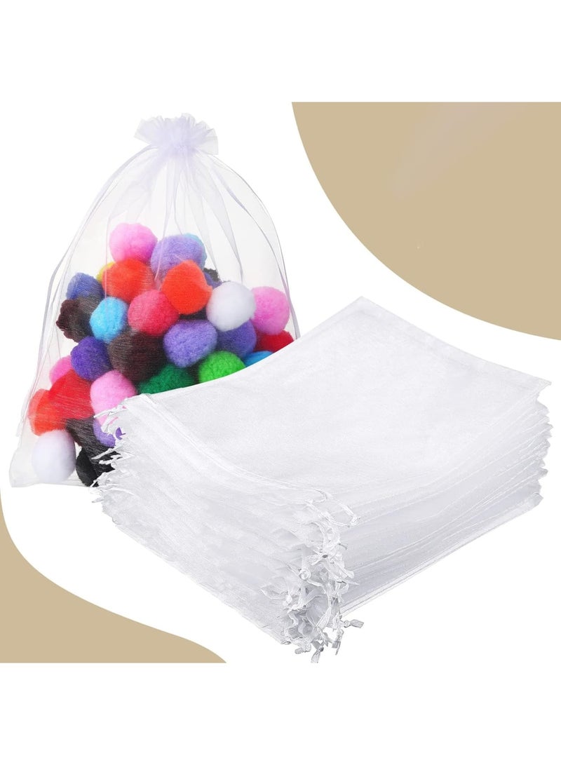 SOLARAE 50 Pcs Large Organza Bags White, 12 x 16 Inch Mesh Gift Drawstring Pouches Mesh Gift Bags Jewelry Pouch Party Wedding Favor Candy Bottle Sample Display Bag - Image 2