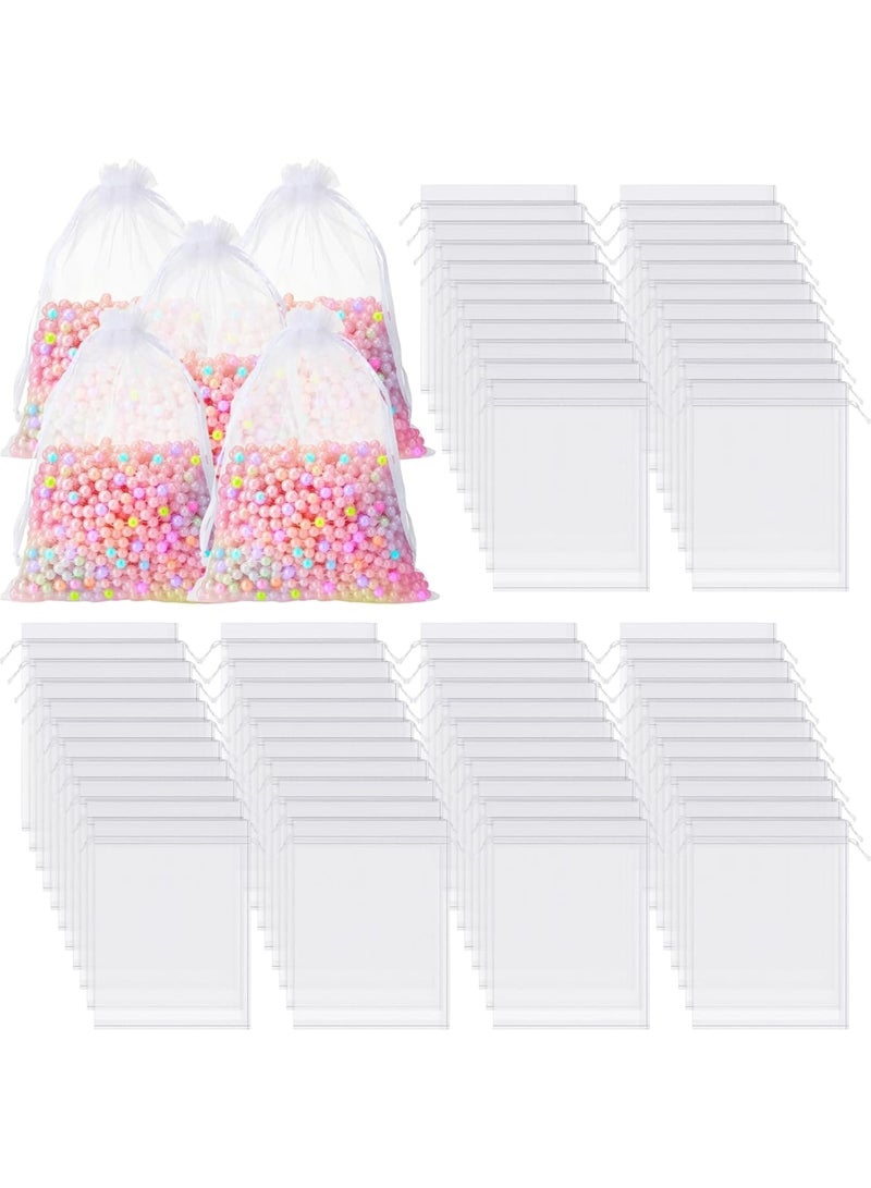 SOLARAE 50 Pcs Large Organza Bags White, 12 x 16 Inch Mesh Gift Drawstring Pouches Mesh Gift Bags Jewelry Pouch Party Wedding Favor Candy Bottle Sample Display Bag - Image 1