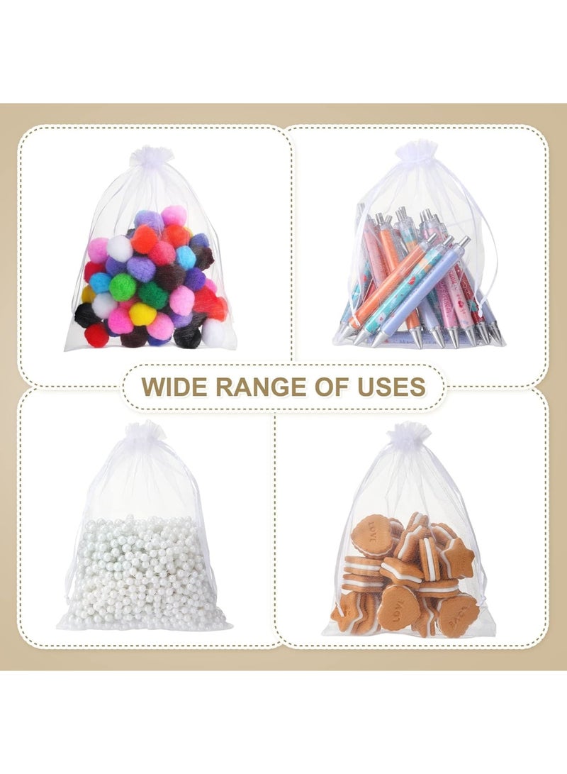 SOLARAE 50 Pcs Large Organza Bags White, 12 x 16 Inch Mesh Gift Drawstring Pouches Mesh Gift Bags Jewelry Pouch Party Wedding Favor Candy Bottle Sample Display Bag - Image 4