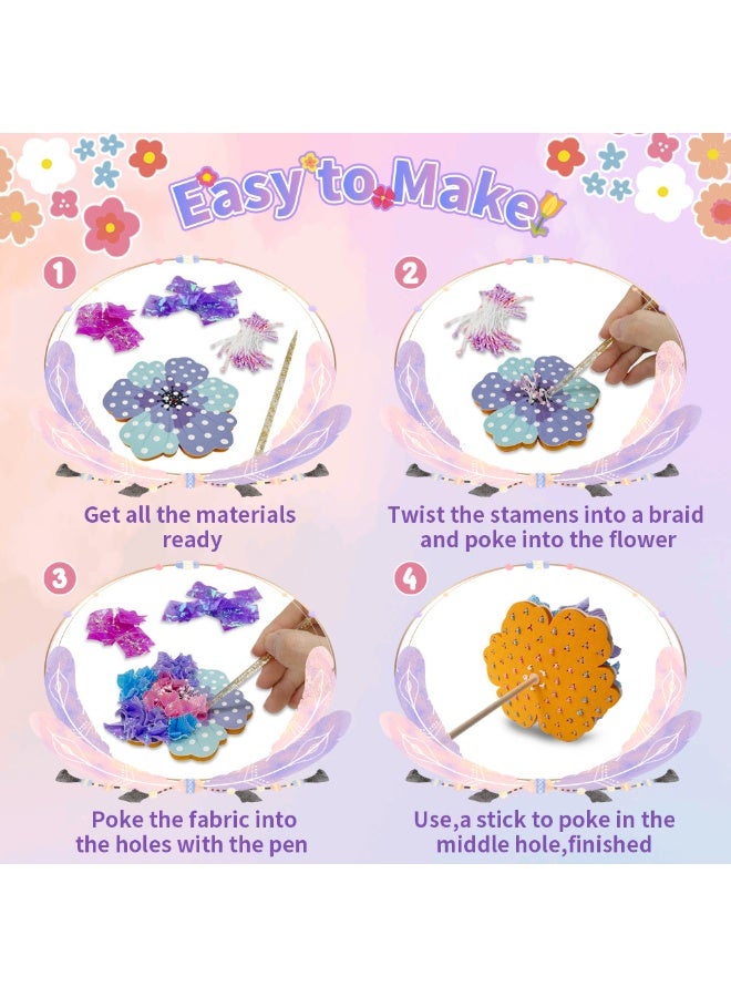 Capstro DIY Poke Art & Craft Kit – Flowers & Butterflies Theme | 800+ Colorful Fabric Pieces, 8 Foam Flowers, 2 Butterflies & 10 Wooden Sticks | Handmade 3D Art Craft for Kids Age 8+ | Creative DIY Gift Set - Image 3