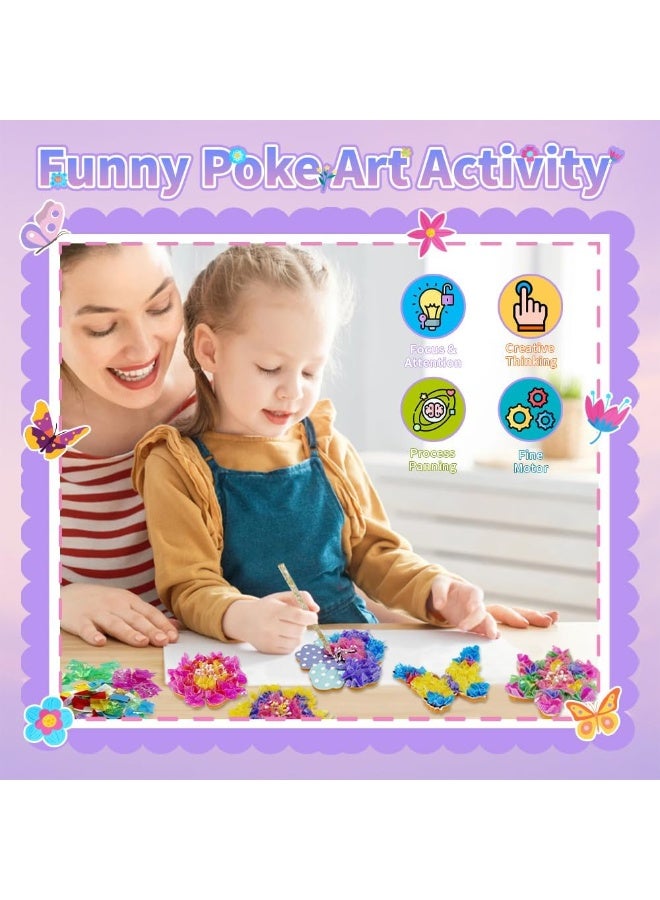 Capstro DIY Poke Art & Craft Kit – Flowers & Butterflies Theme | 800+ Colorful Fabric Pieces, 8 Foam Flowers, 2 Butterflies & 10 Wooden Sticks | Handmade 3D Art Craft for Kids Age 8+ | Creative DIY Gift Set - Image 4