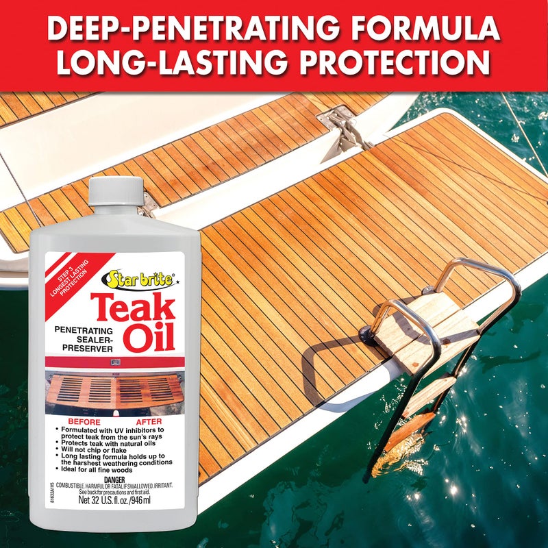 STAR BRITE Teak Oil - Long Lasting, Penetrating, Sealer & Preserver With UV Inhibitors - Marine Grade for the Harshest Weather Conditions 32 OZ (081632) - Image 3