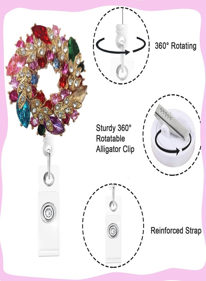 KYLELOVE Retractable Badge Holder Rhinestone Bling Nursing Badge Reels with ID Clip for Nurses Doctors Students,24 inch Retractable Cord - Image 2