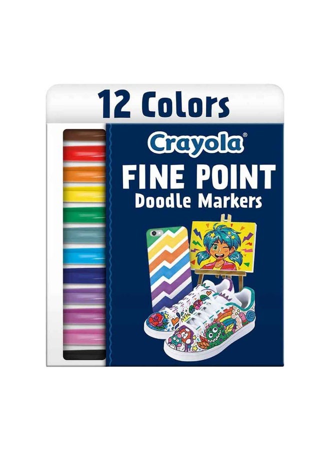 Crayola Fine Point Doodle Markers (12 Count) - Image 1