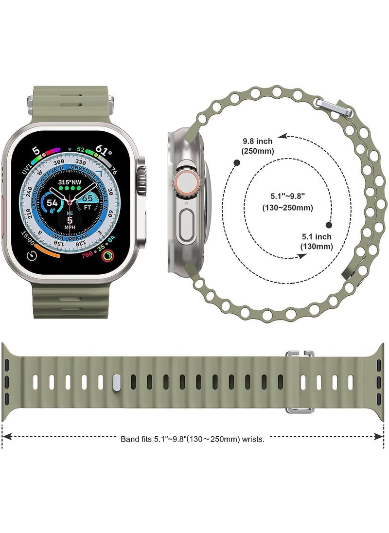 Color Fans - Soft Silicone Ocean Sports Strap Compatible Apple Watch 41mm 40mm 38mm for Men Women, Adjustible Watch Band for Apple Watch SE/Series 9/8/7/6/5/4/3/2/1 - Khaki - Image 1