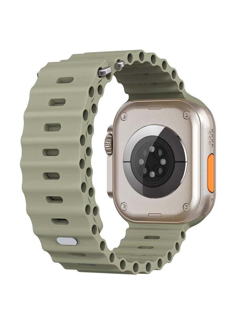 Color Fans - Soft Silicone Ocean Sports Strap Compatible Apple Watch 41mm 40mm 38mm for Men Women, Adjustible Watch Band for Apple Watch SE/Series 9/8/7/6/5/4/3/2/1 - Khaki - Image 1