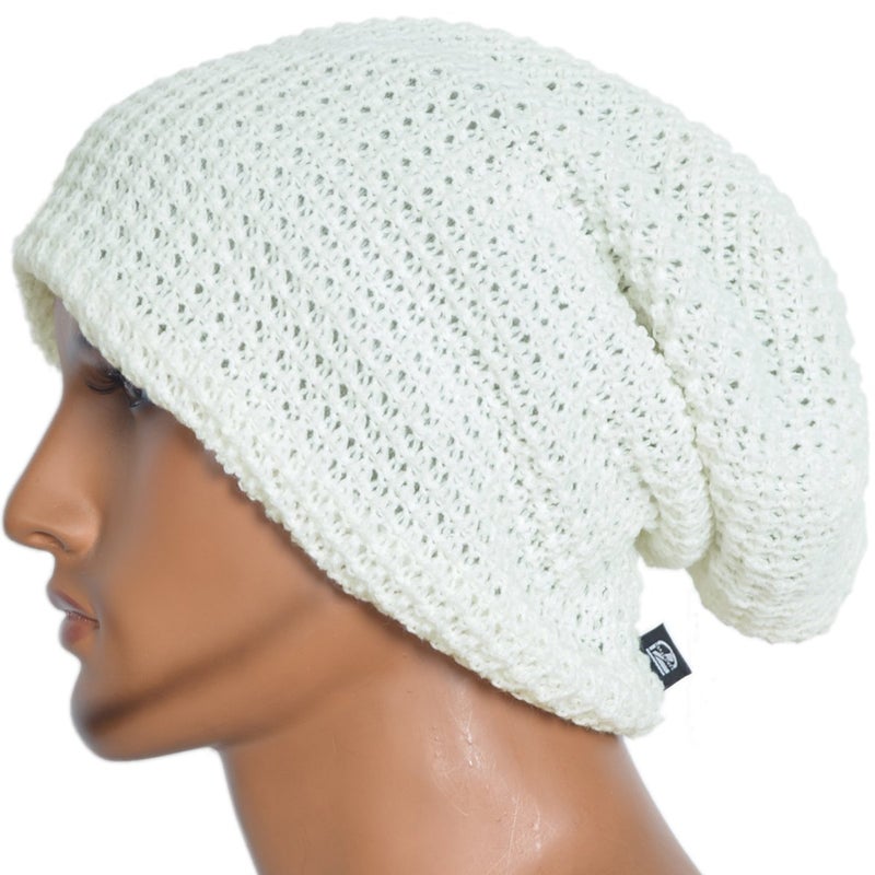 VECRY Men's Slouchy Beanie Knit Crochet Rasta Cap for Summer Winter (Cream) - Image 2