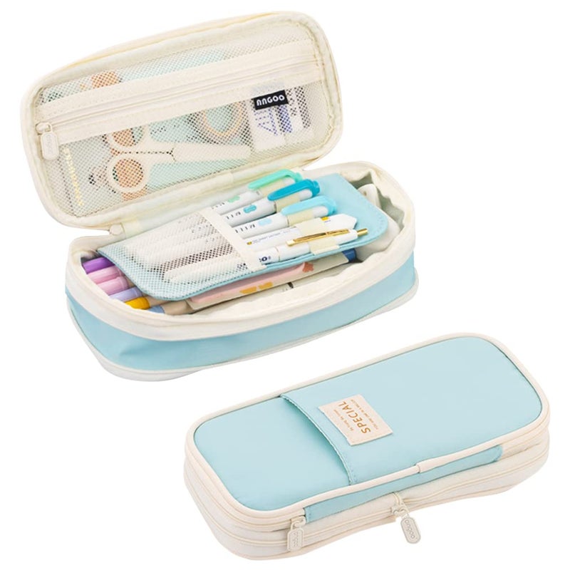iSuperb Foldable Pencil Case Zipper Big Capacity Aesthetic Canvas Pencil Pouch Stationery Organizers Pen Bag for Kids Girls Boys Teen Student School Supplies Makeup Bags