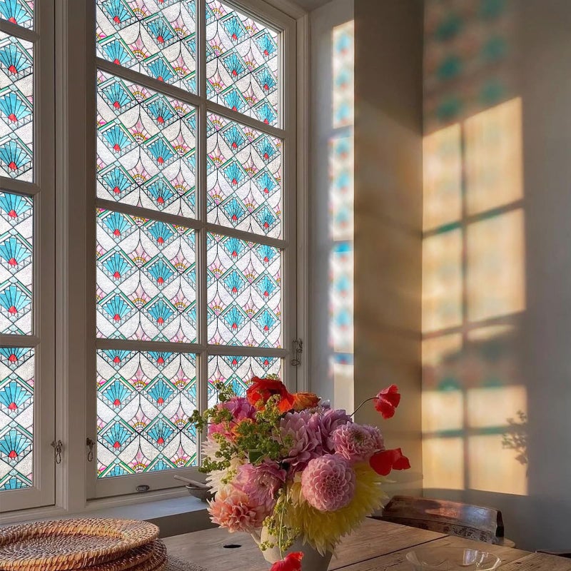 ADD.HERES 3D Stained Glass Window Film Decorative Window Privacy Film for BathroomFront DoorHome Sun Blocking Heat ControlStatic Cling236inch x 354inch Refractive Narrative - Image 2
