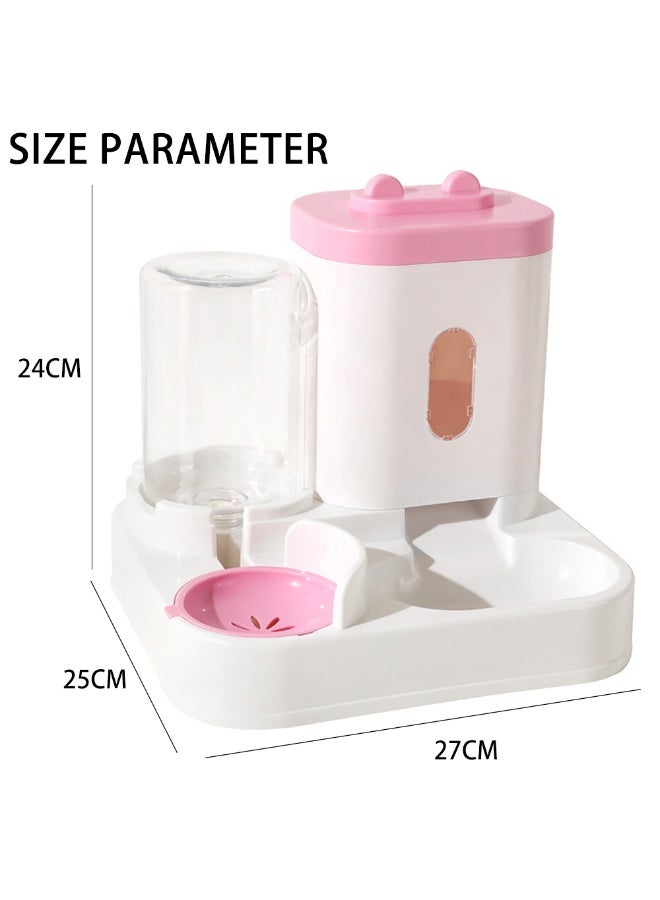مجموعة تغذية وتوزيع مياه أوتوماتيكية للكلاب والقطط،  2 في 1 مغذي وموزع مياه للحيوانات الأليفة يعمل بالجاذبية للكلاب الصغيرة والمتوسطة الحجم والقطط الصغيرة، لون وردي - Image 2