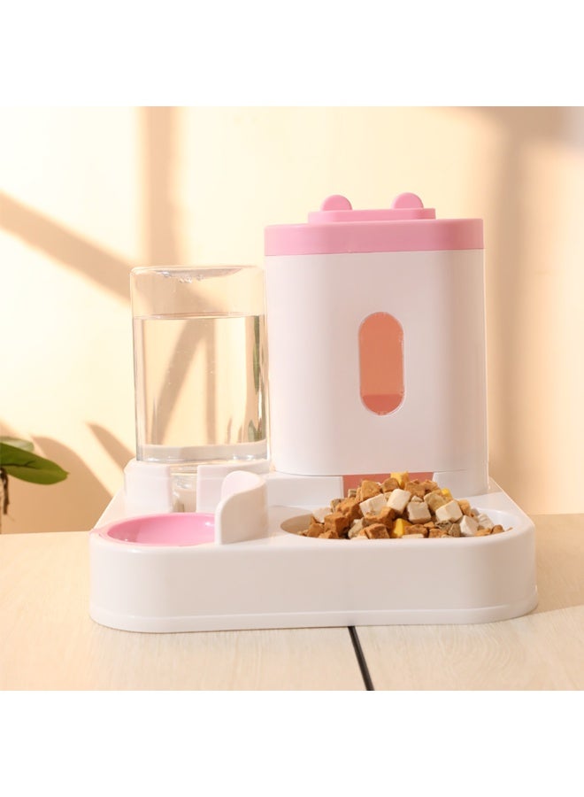 مجموعة تغذية وتوزيع مياه أوتوماتيكية للكلاب والقطط،  2 في 1 مغذي وموزع مياه للحيوانات الأليفة يعمل بالجاذبية للكلاب الصغيرة والمتوسطة الحجم والقطط الصغيرة، لون وردي - Image 4