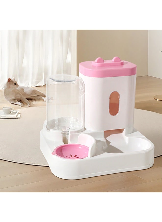 مجموعة تغذية وتوزيع مياه أوتوماتيكية للكلاب والقطط،  2 في 1 مغذي وموزع مياه للحيوانات الأليفة يعمل بالجاذبية للكلاب الصغيرة والمتوسطة الحجم والقطط الصغيرة، لون وردي - Image 3