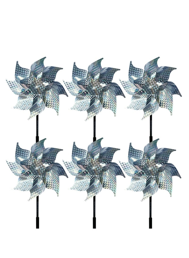SYOSI 6 Pcs Bird Repellent Windmill, Reflective Pinwheels Birds Deterrent, Protect Gardens Orchards Farms Yards to Keep Birds Away From Your House, Window, Garden, Farm - Image 1