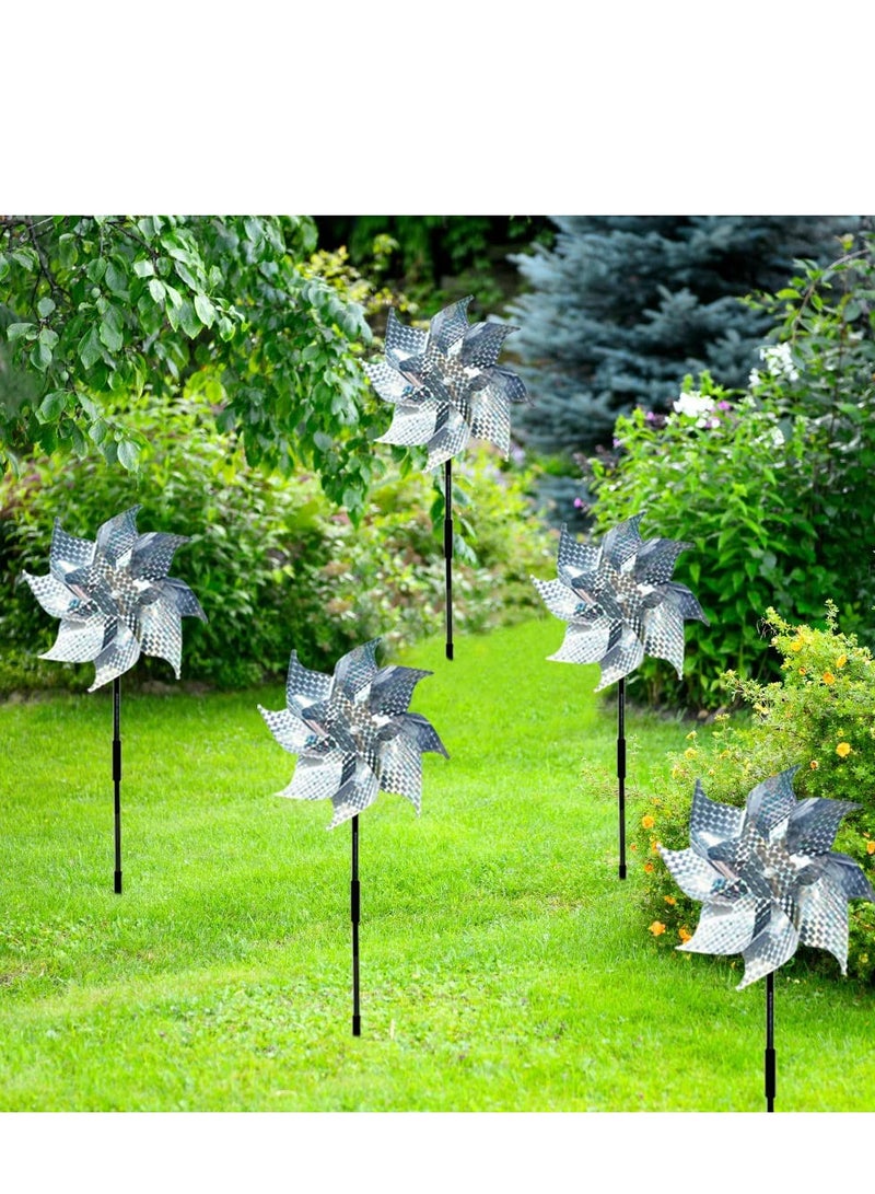 SYOSI 6 Pcs Bird Repellent Windmill, Reflective Pinwheels Birds Deterrent, Protect Gardens Orchards Farms Yards to Keep Birds Away From Your House, Window, Garden, Farm - Image 5