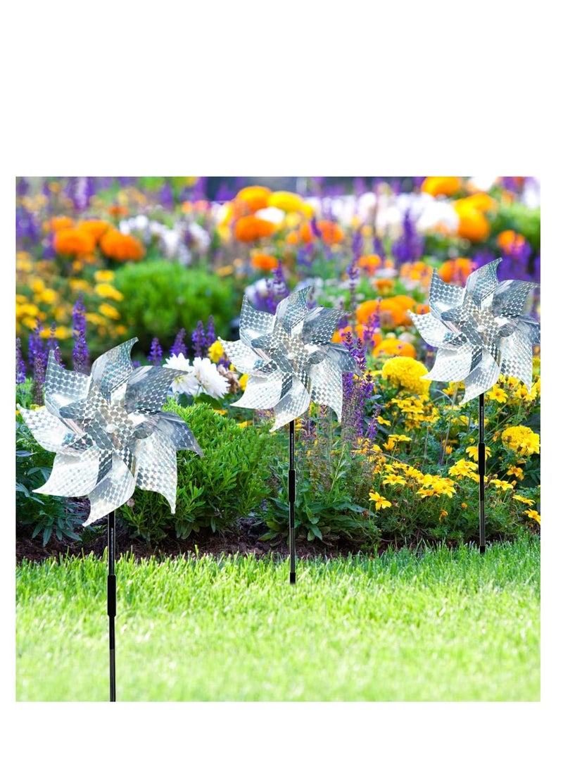 SYOSI 6 Pcs Bird Repellent Windmill, Reflective Pinwheels Birds Deterrent, Protect Gardens Orchards Farms Yards to Keep Birds Away From Your House, Window, Garden, Farm - Image 4