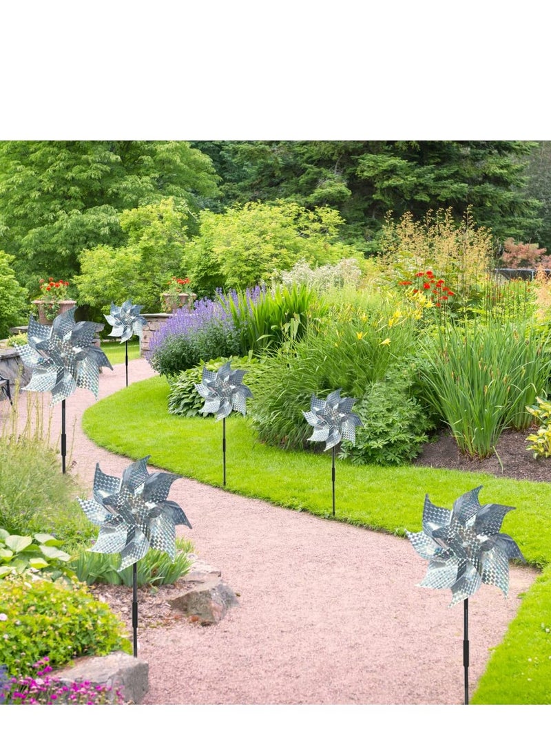 SYOSI 6 Pcs Bird Repellent Windmill, Reflective Pinwheels Birds Deterrent, Protect Gardens Orchards Farms Yards to Keep Birds Away From Your House, Window, Garden, Farm - Image 3
