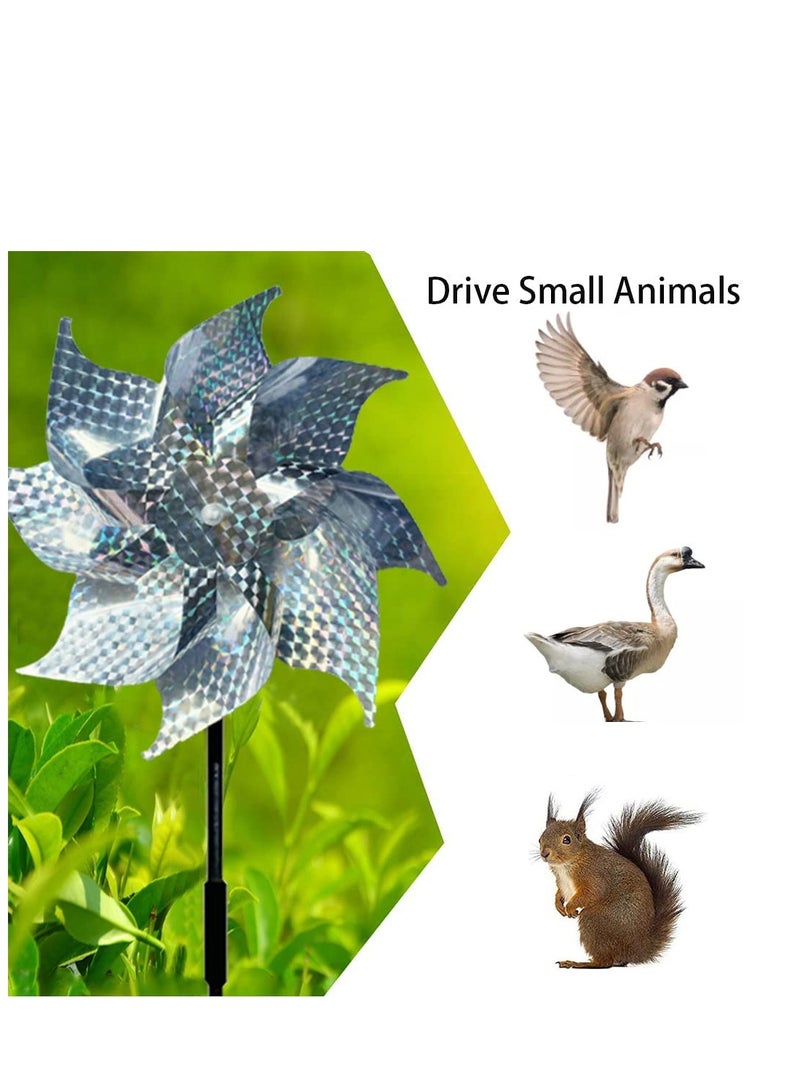 SYOSI 6 Pcs Bird Repellent Windmill, Reflective Pinwheels Birds Deterrent, Protect Gardens Orchards Farms Yards to Keep Birds Away From Your House, Window, Garden, Farm - Image 2