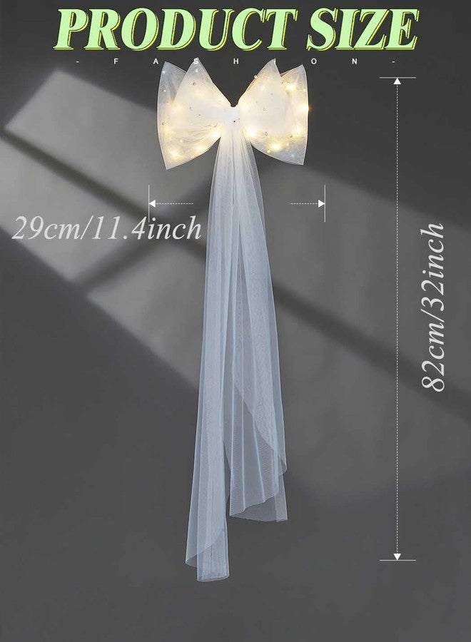 JONKY Bride Wedding Bow Veil Light Up Bridal Veils Bachelorette Party Hair Clip for Women - Image 4