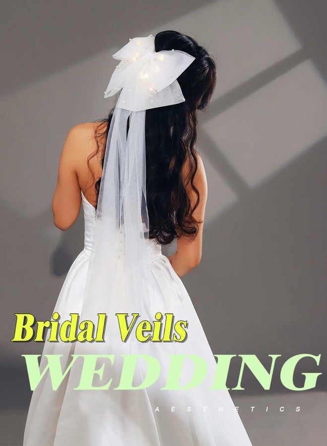 JONKY Bride Wedding Bow Veil Light Up Bridal Veils Bachelorette Party Hair Clip for Women - Image 5