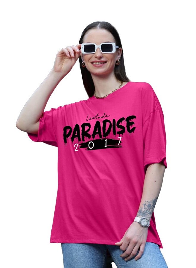 ليوتود تيشيرتات نسائية من LEOTUDE ذات رقبة دائرية كبيرة الحجم (FS49_Pink_PRDS_P_Pink_3XL) - Image 3