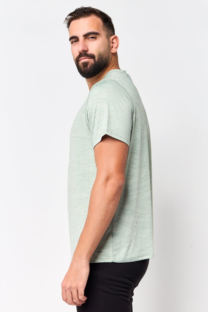MOTION Men Sportswear Fit Short Sleeve Training T-Shirt, Sage Green - Image 3