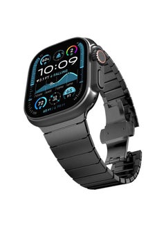 Stainless Steel Band for Apple Watch Ultra/Ultra 2 Link Bracelet 49mm 46mm 44mm 45mm, Metal Strap with Folding Clasp for Apple Watch Series 10 9 8 7 6 5 4 3 2 1 SE (Black, 49mm 46mm 45mm 44mm)