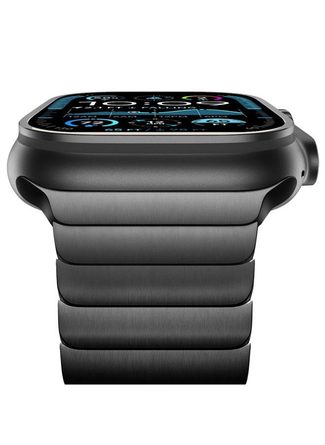 CHANCHY - Stainless Steel Band for Apple Watch Ultra/Ultra 2 Link Bracelet 49mm 46mm 44mm 45mm, Metal Strap with Folding Clasp for Apple Watch Series 10 9 8 7 6 5 4 3 2 1 SE (Black, 49mm 46mm 45mm 44mm) - Image 1
