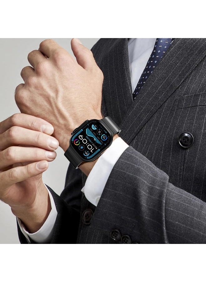 CHANCHY - Stainless Steel Band for Apple Watch Ultra/Ultra 2 Link Bracelet 49mm 46mm 44mm 45mm, Metal Strap with Folding Clasp for Apple Watch Series 10 9 8 7 6 5 4 3 2 1 SE (Black, 49mm 46mm 45mm 44mm) - Image 1