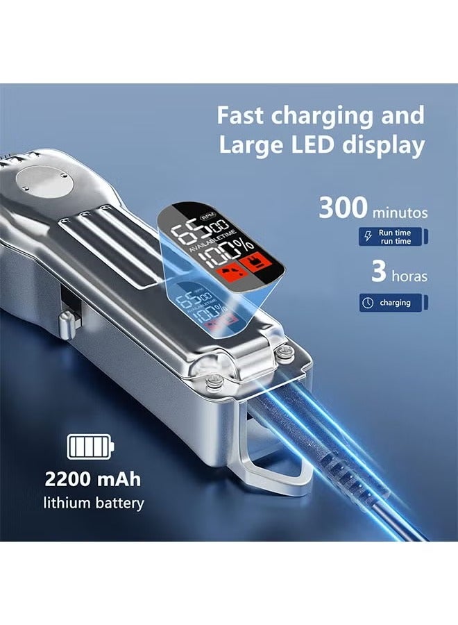 Beard Trimmer,Men Multifunctional Hair Trimmer Mens Electric Clipper Suitable for Mustache Body Nose Ear Facial Trimmers Rechargeable Hair Clippers Waterproof Precision Trimmer,silver - Image 4