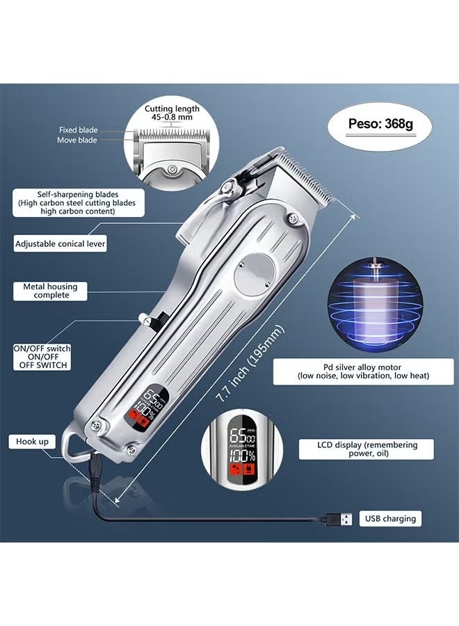 Beard Trimmer,Men Multifunctional Hair Trimmer Mens Electric Clipper Suitable for Mustache Body Nose Ear Facial Trimmers Rechargeable Hair Clippers Waterproof Precision Trimmer,silver - Image 2
