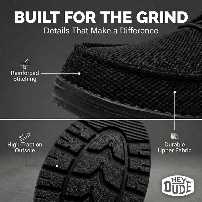 HEYDUDE Wally Work Comp Toe Wide - Black/Black - Image 4