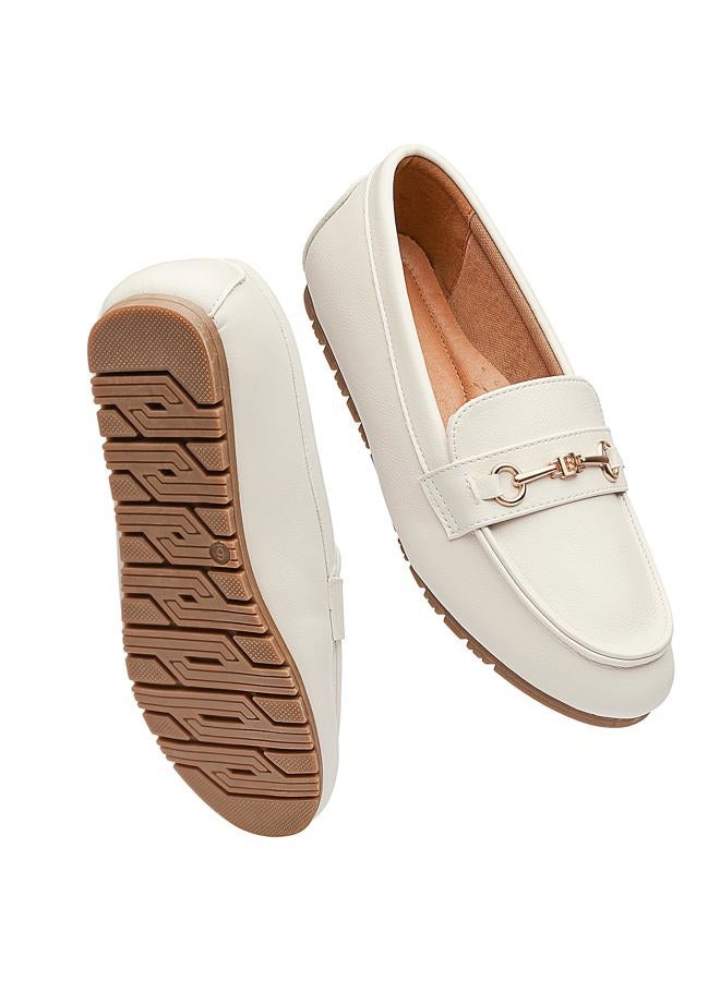BGSTGUDS Women's Wide Loafers Shoes Cute Dressy Shoes Ladies Comfort Slip Ons Work Shoes, Cream Napa Leather, 11 Wide - Image 4