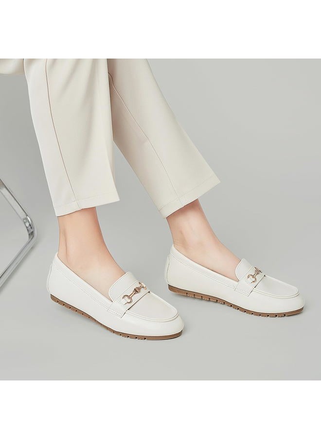 BGSTGUDS Women's Wide Loafers Shoes Cute Dressy Shoes Ladies Comfort Slip Ons Work Shoes, Cream Napa Leather, 11 Wide - Image 2