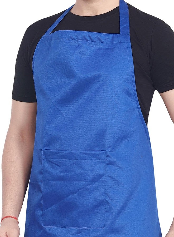 abc garments Poly-Cotton Solid Plain Free Size Chef's Cooking Kitchen Apron with Chef's Cap- 23x30 inch (57x77cm) (Blue) - Image 4
