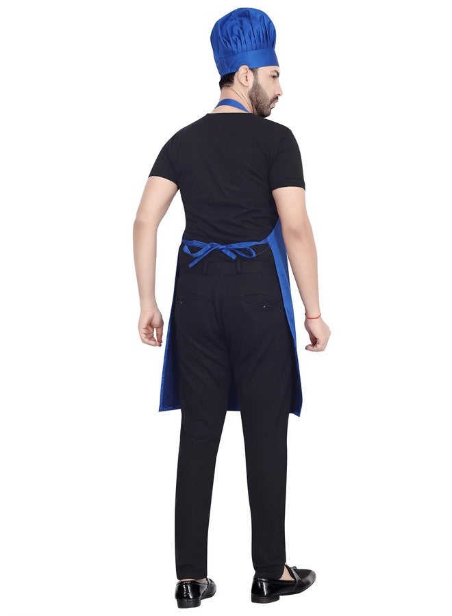 abc garments Poly-Cotton Solid Plain Free Size Chef's Cooking Kitchen Apron with Chef's Cap- 23x30 inch (57x77cm) (Blue) - Image 5