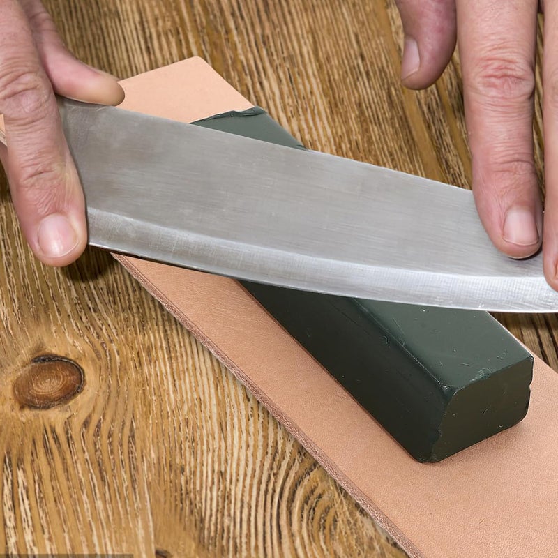 Zerodeko Leather Strop and Stropping Block Kit with Polishing Compound for Knife Sharpening and Blades Polishing, 2pcs Set for Kitchen and Home Use - Image 5