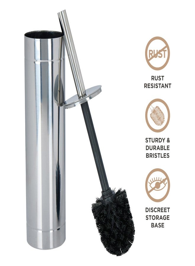 Bath Bliss Toilet Brush with Weighted Base | Slender Design | 360 Degree Brush | Bathroom Cleaning | Chrome - Image 2