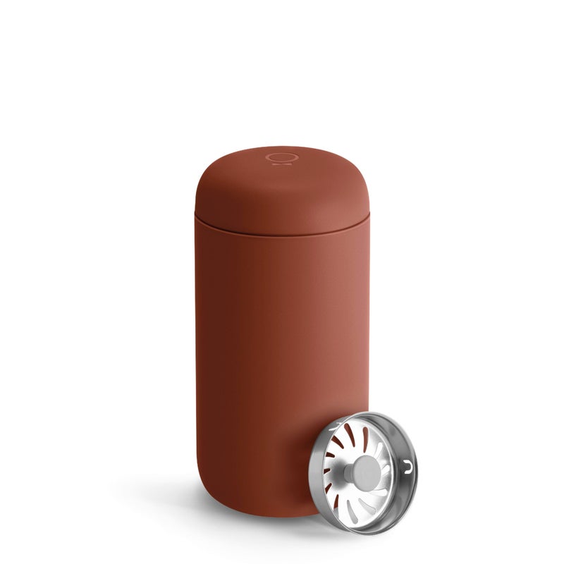 Fellow 12 oz Carter Move Travel Mug  VacuumInsulated Stainless Steel Travel Coffee Mug  Coffee Tumbler with Ceramic Interior and Splash Guard  Sienna