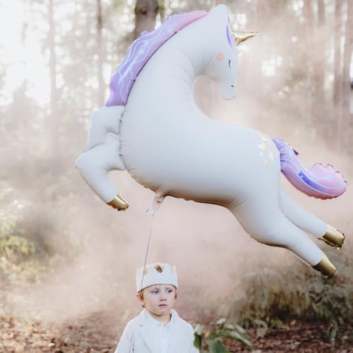 PartyDeco Large Unicorn Balloon 445x327 Inch PartyDeco Flying Unicorn Balloon for Birthday Baby Shower Princess Theme Pink Pastel Party Decoration for Magical Girl Party Supplies - Image 5