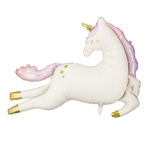 PartyDeco Large Unicorn Balloon 445x327 Inch PartyDeco Flying Unicorn Balloon for Birthday Baby Shower Princess Theme Pink Pastel Party Decoration for Magical Girl Party Supplies - Image 1