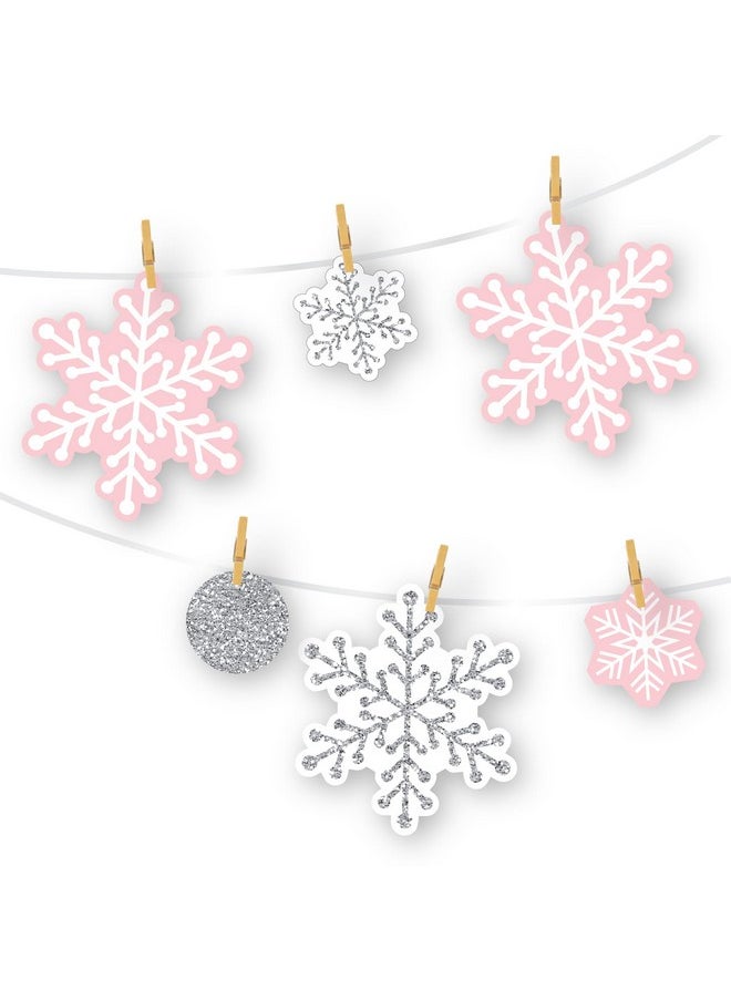 Big Dot of Happiness Big Dot of Happiness Pink Winter Wonderland - Holiday Snowflake Birthday Party and Baby Shower DIY Decorations - Clothespin Garland Banner - 44 Pieces  - Image 1
