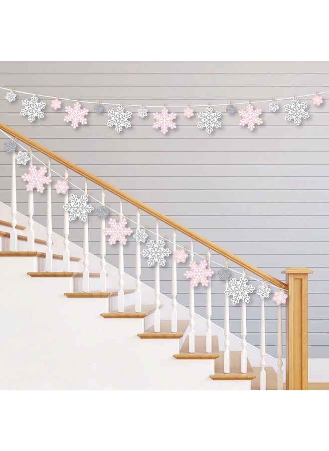 Big Dot of Happiness Big Dot of Happiness Pink Winter Wonderland - Holiday Snowflake Birthday Party and Baby Shower DIY Decorations - Clothespin Garland Banner - 44 Pieces  - Image 3