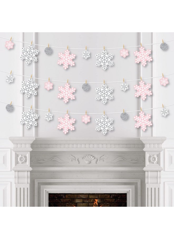 Big Dot of Happiness Big Dot of Happiness Pink Winter Wonderland - Holiday Snowflake Birthday Party and Baby Shower DIY Decorations - Clothespin Garland Banner - 44 Pieces  - Image 4